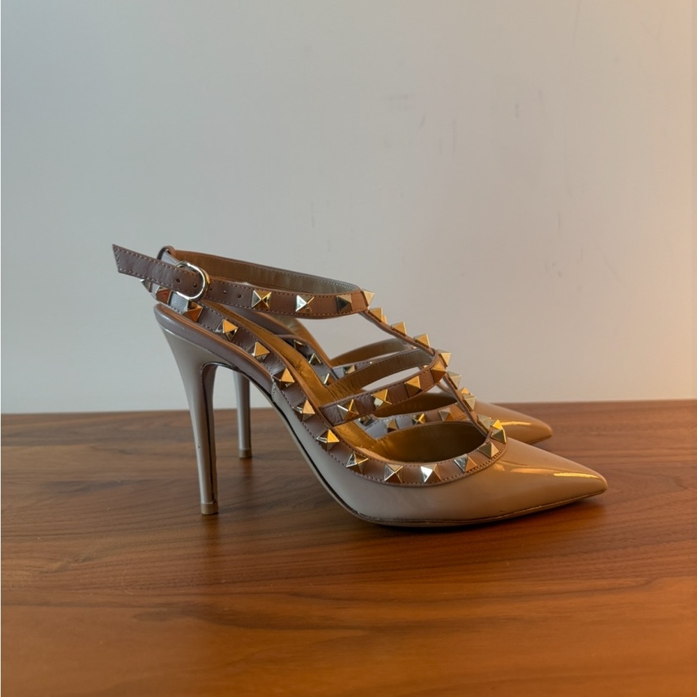 Valentino Taupe Studded Heels